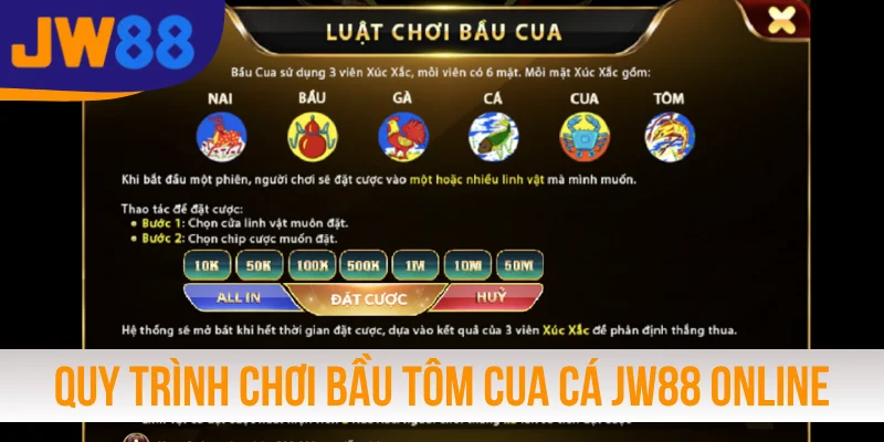Quy trình chơi Bầu Tôm Cua Cá JW88 online